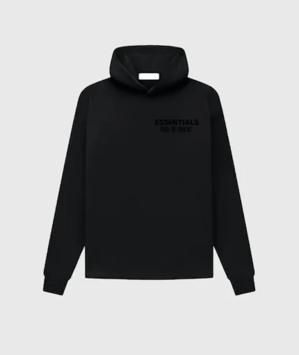 Essentials God Is Great Hoodie Black 1.webp